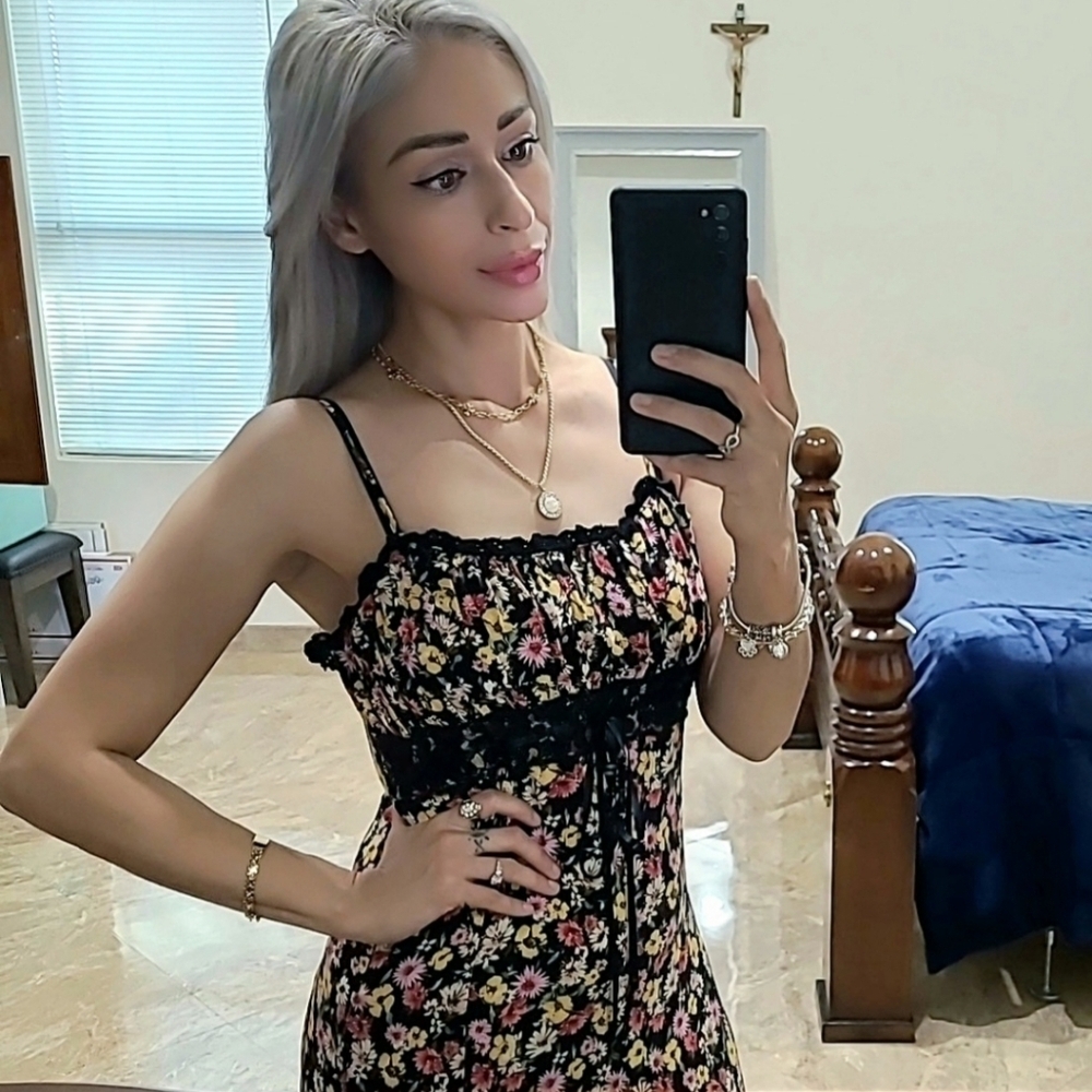 Forever 21 Floral Black Milkmaid Midi Dress - Picture 2 of 11